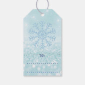 Merry Gift to Blue Snow Flakes Tiffany Ice Glitter Cadeaulabel (Achterkant)