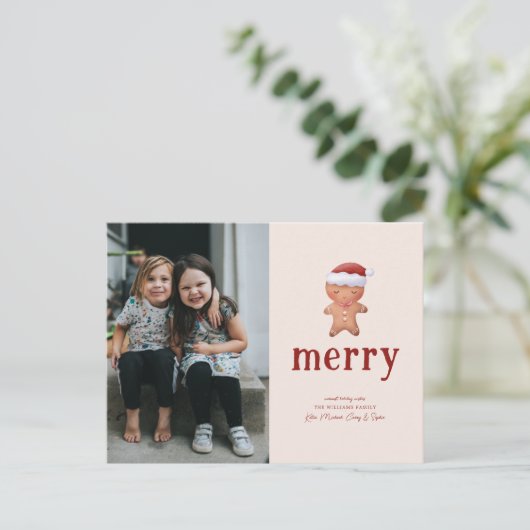 MERRY | Gingerbrood Man Feestdagenkaart (Staand voorkant)