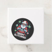 Merry Glitchmas Coding Programmeur Santa Christmas Bedankjes Labels (In situ)