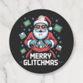 Merry Glitchmas Coding Programmeur Santa Christmas Bedankjes Labels (Voorkant)