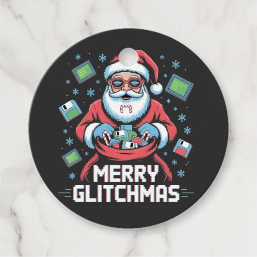 Merry Glitchmas Coding Programmeur Santa Christmas Bedankjes Labels (Voorkant)
