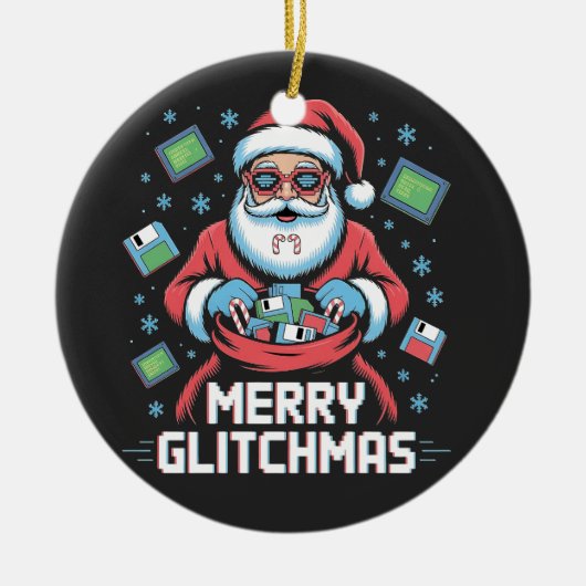 Merry Glitchmas Coding Programmeur Santa Christmas Keramisch Ornament (Voorkant)