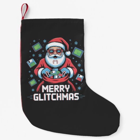 Merry Glitchmas Coding Programmeur Santa Christmas Kleine Kerstsok (Voorkant)