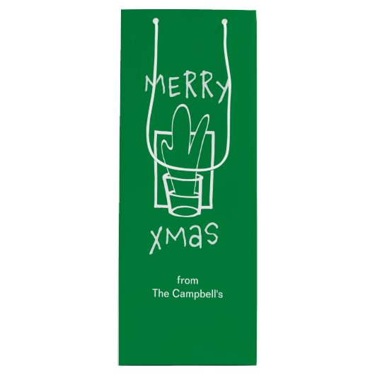 Merry Glitterende Kerst Shotjes Wijn Cadeautas (Voorkant)