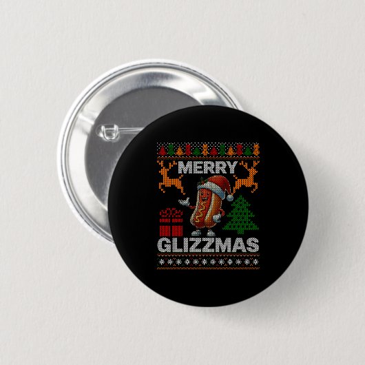 Merry Glizzmas -christmas Glizy Matching Family Ug Ronde Button 5,7 Cm (Voorkant /achterkant)