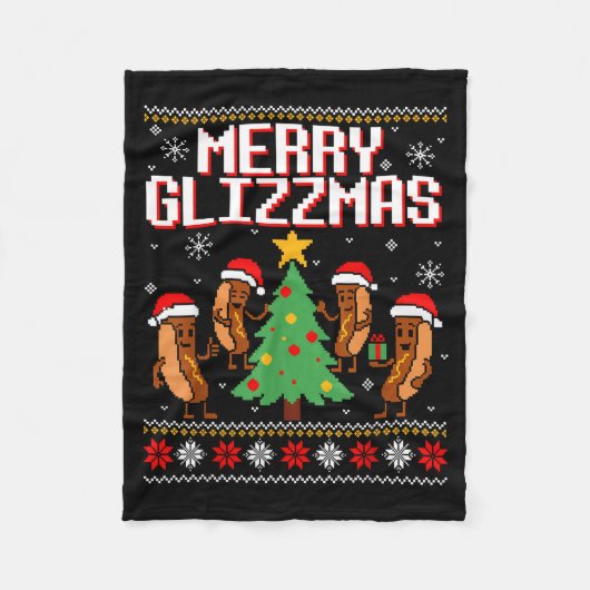 Merry Glizzmas Funny Merry Christmas Hotdogs Xmas  Fleece Deken (Voorkant)