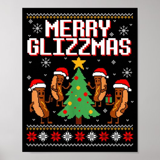 Merry Glizzmas Funny Merry Christmas Hotdogs Xmas  Poster (Voorkant)