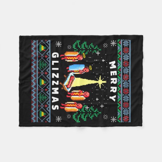 Merry Glizzmas Funny Ugly Christmas Sweater Glizzy Fleece Deken (Voorkant (Horizontaal))
