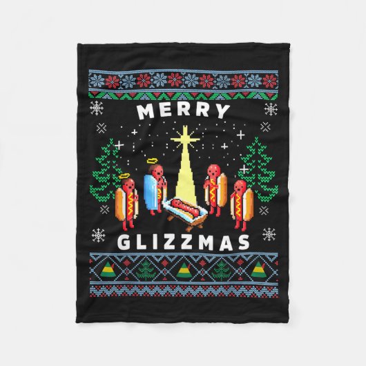 Merry Glizzmas Funny Ugly Christmas Sweater Glizzy Fleece Deken (Voorkant)