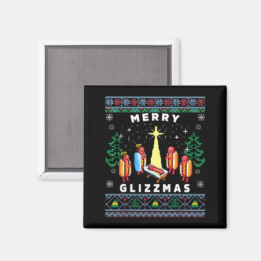 Merry Glizzmas Funny Ugly Christmas Sweater Glizzy Magneet (Voorkant / Achterkant)