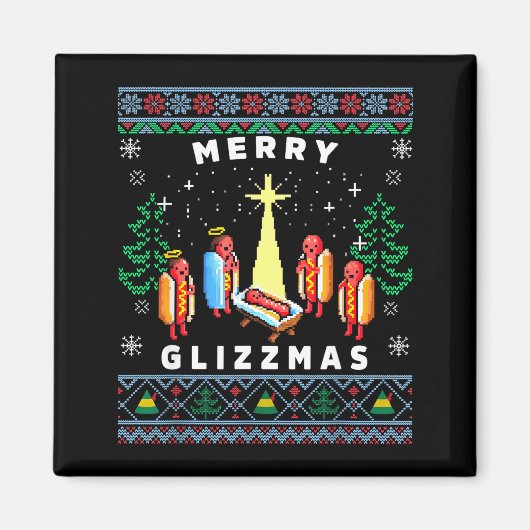 Merry Glizzmas Funny Ugly Christmas Sweater Glizzy Magneet (Voorkant)