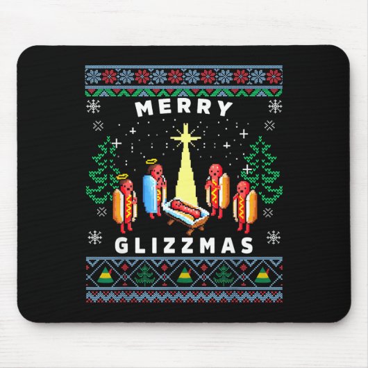 Merry Glizzmas Funny Ugly Christmas Sweater Glizzy Muismat (Voorkant)