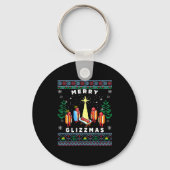 Merry Glizzmas Funny Ugly Christmas Sweater Glizzy Sleutelhanger (Voorkant)