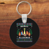 Merry Glizzmas Funny Ugly Christmas Sweater Glizzy Sleutelhanger (Voorkant)