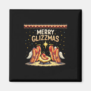 Merry Glizzmas Hot Dog Humor Funny Food Lovers Cos Magneet