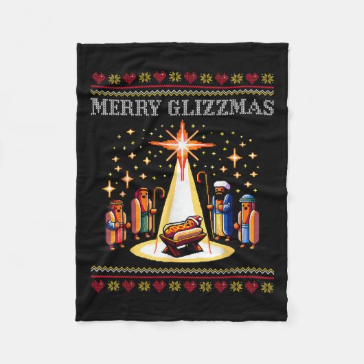 Merry Glizzmas Tacky Funny Merry Christmas Hot Dog Fleece Deken (Voorkant)