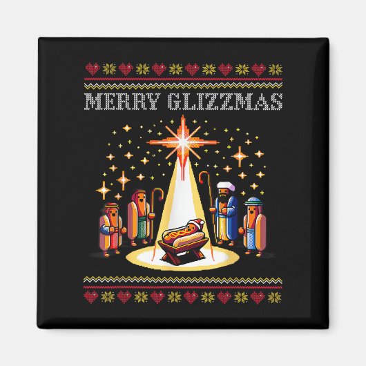 Merry Glizzmas Tacky Funny Merry Christmas Hot Dog Magneet (Voorkant)