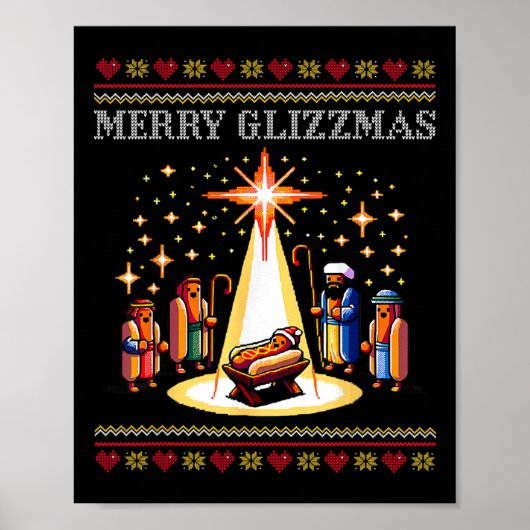 Merry Glizzmas Tacky Funny Merry Christmas Hot Dog Poster (Voorkant)