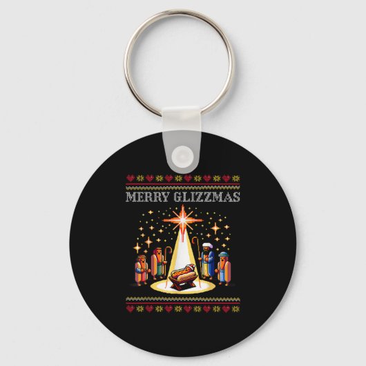 Merry Glizzmas Tacky Funny Merry Christmas Hot Dog Sleutelhanger (Voorkant)