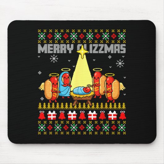 Merry Glizzmas Ugly Christmas Sweaters Hot Dogs Xm Muismat (Voorkant)