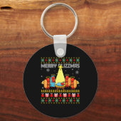 Merry Glizzmas Ugly Christmas Sweaters Hot Dogs Xm Sleutelhanger (Voorkant)