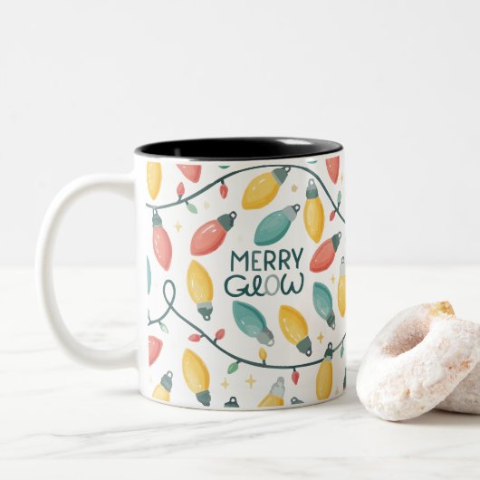 Merry Glow Christmas gloeilampen Patroon Mok (Met donut)