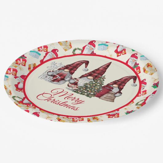 Merry Gnome kerst Papieren Bordje (Gekanteld)