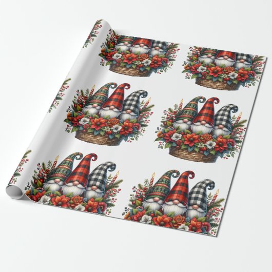 Merry Gnomes en Plaid Decor Cadeaupapier (Uitgerold)