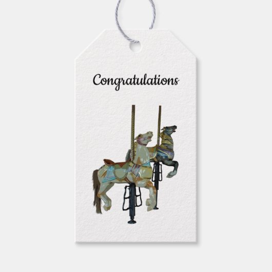 Merry Go Ronde Carrousel Paarden Cadeau Label Cadeaulabel (Voorkant)