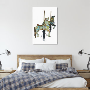  Merry Go Ronde Carrousel Paarden Canvas Afdruk