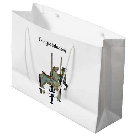  Merry Go Ronde Carrousel Paarden Gift Bag Groot Cadeauzakje (Voorkant Gekanteld)