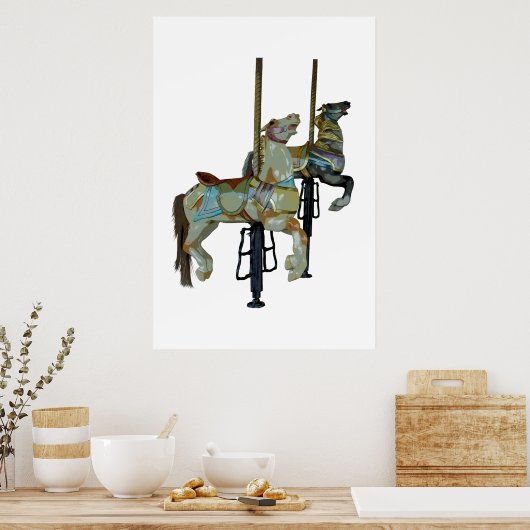  Merry Go Ronde Carrousel Paarden Poster (Keuken)