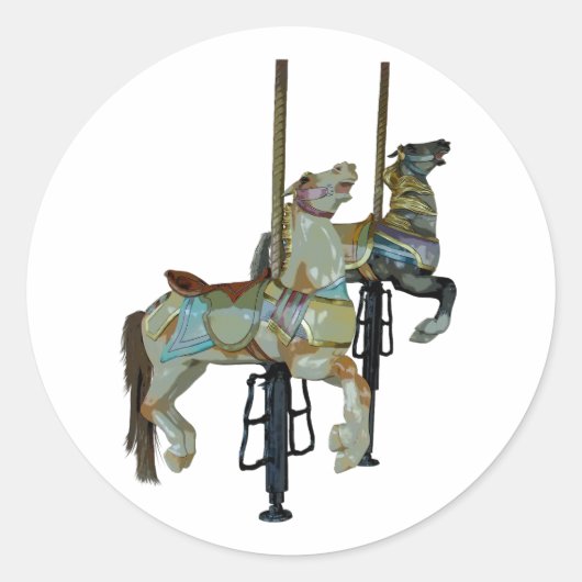  Merry Go Ronde Carrousel Paarden Stickers (Voorkant)