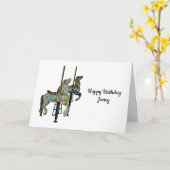  Merry Go Ronde Carrousel Paarden Verjaardag Kaart (Gele Bloem)