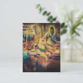 Merry Go Round Animals Grunge Briefkaart (Staand voorkant)