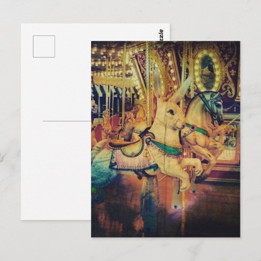 Merry Go Round Animals Grunge Briefkaart (Voorkant / Achterkant)