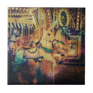Merry Go Round Animals Grunge Tegeltje