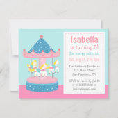 Merry Go Round, Carousel Birthday Party Invitation Kaart (Voorkant)