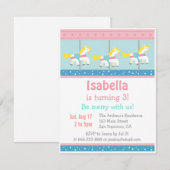 Merry Go Round, Carousel Birthday Party Invitation Kaart (Voorkant / Achterkant)