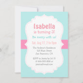 Merry Go Round, Carousel Birthday Party Invitation Kaart (Achterkant)