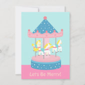 Merry Go Round, Carousel Birthday Party Invitation Kaart (Voorkant)