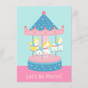 Merry Go Round, Carousel Birthday Party Invitation Kaart