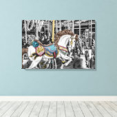 Merry Go Round Carousel Canvas Afdruk (Insitu (Houten vloer))