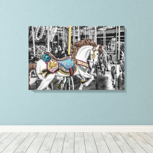 Merry Go Round Carousel Canvas Afdruk (Insitu (Houten vloer))