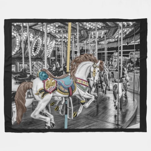 Merry Go Round Carousel Fleece Deken (Voorkant (Horizontaal))