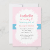 Merry Go Round Carousel Girls Birthday Party Kaart (Achterkant)