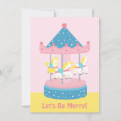 Merry Go Round Carousel Girls Birthday Party Kaart (Voorkant)