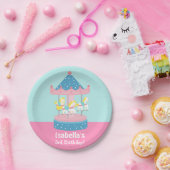 Merry Go Round Carousel Girls Birthday Party Papieren Bordje (Feest)