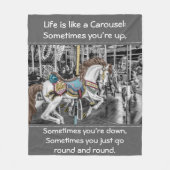 Merry Go Round Carousel Horse Foto met Quote Fleece Deken (Voorkant)