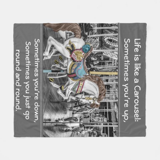 Merry Go Round Carousel Horse Foto met Quote Fleece Deken (Voorkant (Horizontaal))